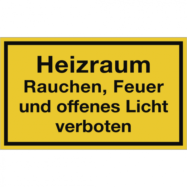 Dreifke® Schild Heizraum Rauchen, Feuer und offenes Licht verboten, Kunststoff, 250x150 mm