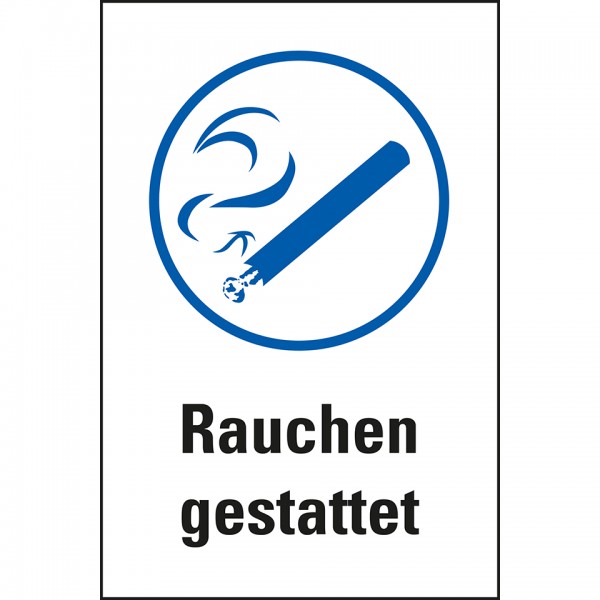 Dreifke® Kunststoff-Schild &quot;Rauchen gestattet&quot;, 20x30cm (BxH), 1 Stück, Praxisbewährtes Gebotszeichen mit Text: Rauchen gestattet