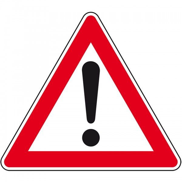 Schild I Verkehrszeichen Gefahrenstelle, Nr.101, Aluminium RA0, reflektierend, SL 900mm, DIN 67520