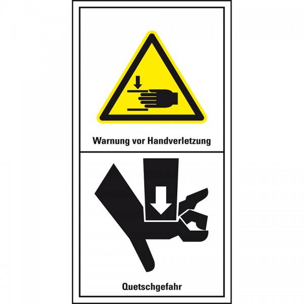 Dreifke® Aufkleber I Maschinenkennzeichen Warnung vor Handverletzungen, Folie, selbstklebend, 100x200mm