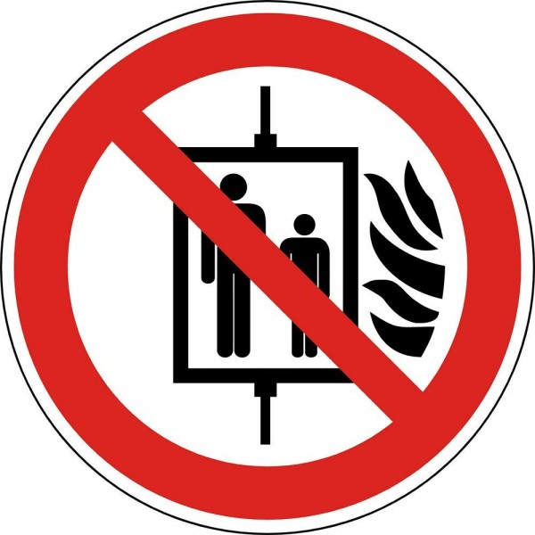Dreifke® Aufkleber Aufzug im Brandfall nicht benutzen 10cm Folie gemäß DIN7010 wetterfest
