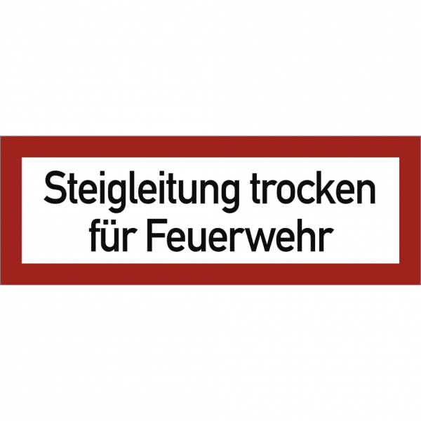 Dreifke® Schild Steigleitung trocken für Feuerwehr, Kunststoff, 297x105 mm
