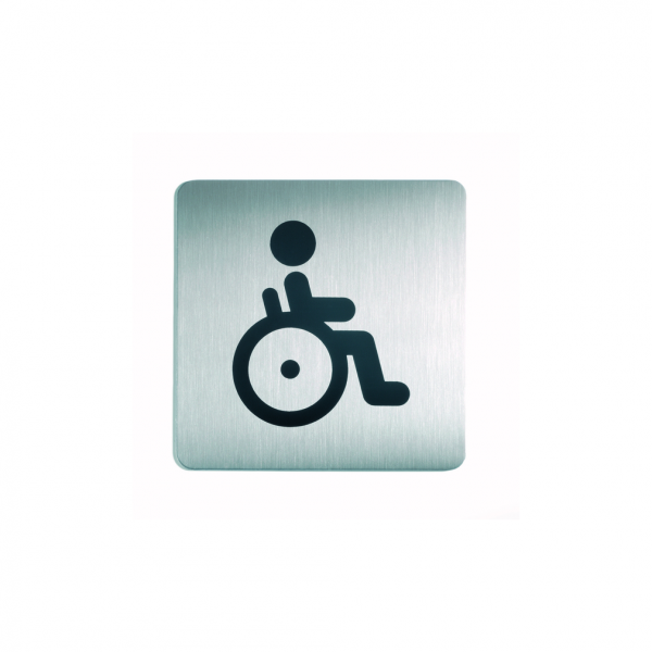 WC-Piktogramm, Rollstuhlfahrer, quadratisch, Edelstahl, 1 Stk.