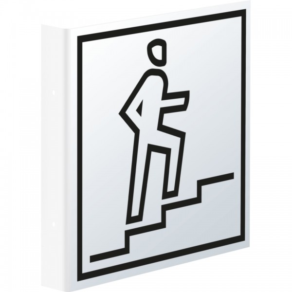 Dreifke® Schild I Tür-Fahnenschild Piktogramm Treppe, Kunststoff, 150x150mm