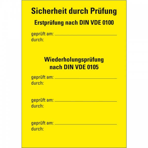 Dreifke® Prüfnachweis Typ B, Erstprüfung nach VDE 0100/0105, Folie, ablösbar, 105x148mm