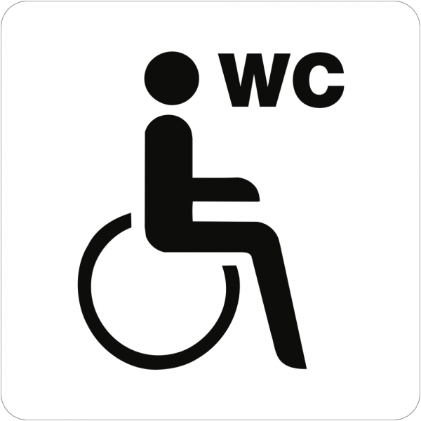 Dreifke® Schild Piktogramm WC Behinderte/barrierefrei mit Text &quot;WC&quot;, Kunststoff, 160x160 mm