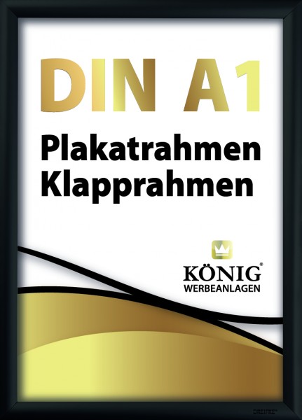 1 x DIN A1 Alu-Klapprahmen Plakatrahmen Schwarz RAL9005 