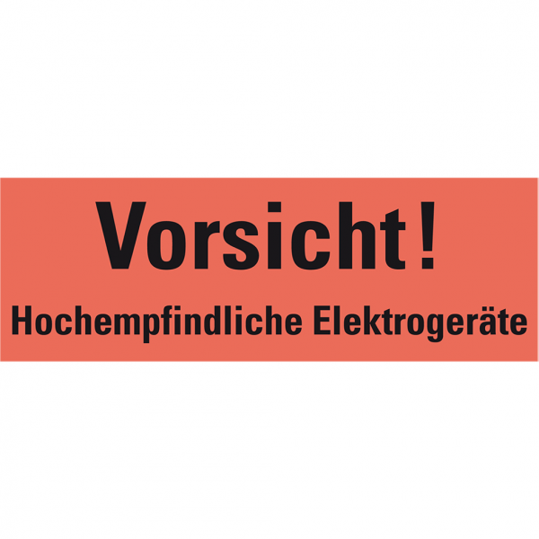 Dreifke® Hinweisetikett Vorsicht Hochempf..., leuchtrot, Haftpapier, perm., 147x50mm, 250/RO