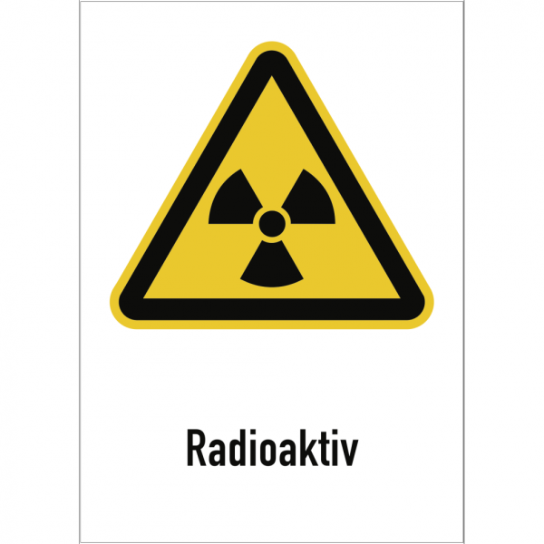 Schild Radioaktiv, Kombischild, Alu, geprägt, 210x297 mm
