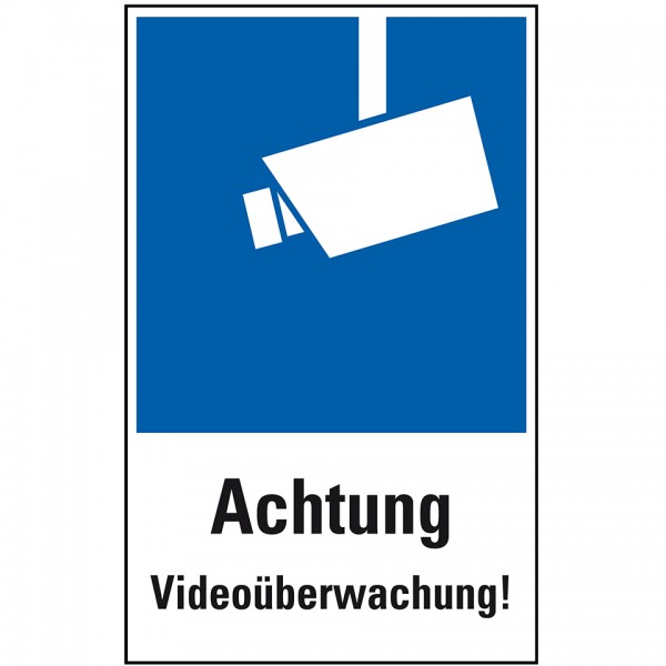 Dreifke® Aufkleber I Hinweis-Kombischild Achtung Videoüberwachung!, Folie, selbstklebend, 200x300mm