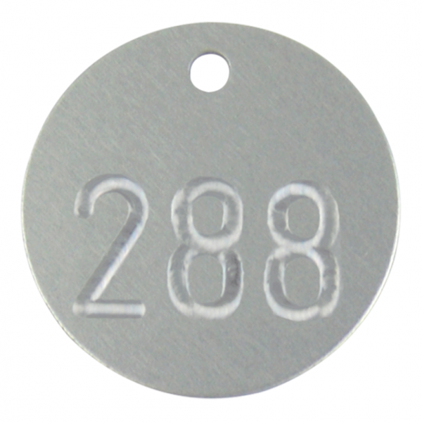 Dreifke® Kennzeichnungsmarken, Aluminium silber, fortlaufend nummeriert, Ø 30 mm - Beutel = 100 Stk.