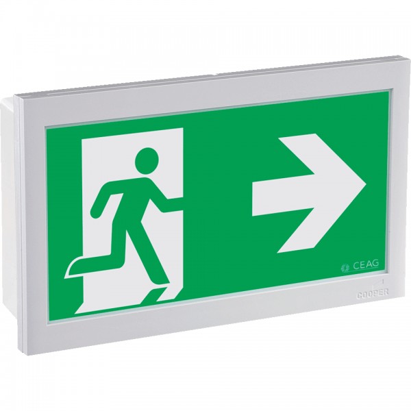 Dreifke® Schild I LED-Piktogramm Rettungszeichen Rettungsweg rechts, Polycarbonat, 226x134mm, ASR A1.3, DIN EN ISO 7010 E002