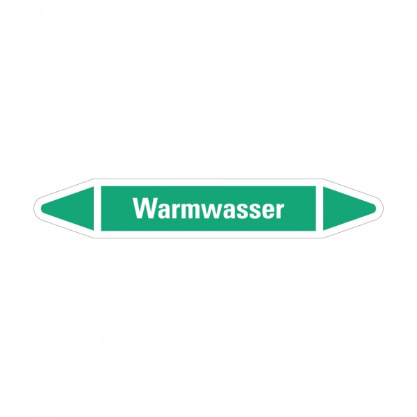 Dreifke® Aufkleber I RKZ-Etikett Warmwasser, grün/weiß, für Ø 40-60mm, 218x37mm, 5 Stück