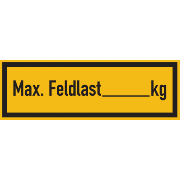 Dreifke® Regalbelastungsaufkleber max. Feldlast - zur Selbstbeschriftung | Folie selbstklebend | 150x50 mm, 1 Stk