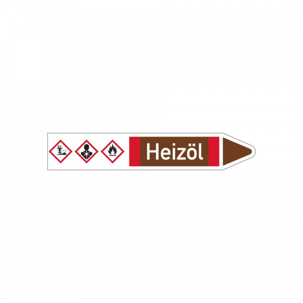 Dreifke® Aufkleber I RKZ-Etikett Heizöl, rechts, DIN, braun/weiß/rot, für Ø 15-25mm, 96x17mm, 8 Stück
