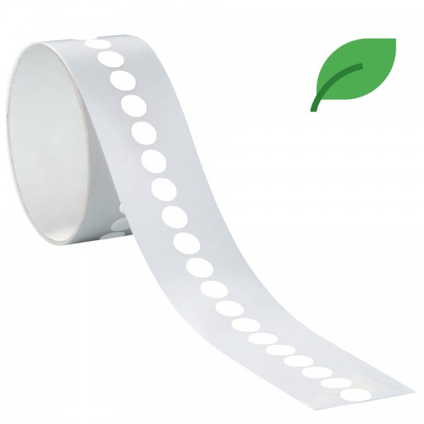 Dreifke® Aufkleber | Markierungspunkte, weiß, ökologische Folie, selbstklebend, Ø 25mm, 100/Rolle