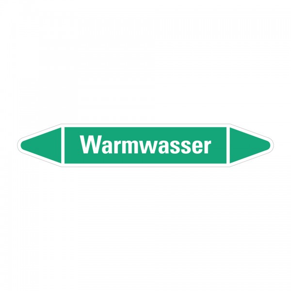 Dreifke® Aufkleber I RKZ-Etikett Warmwasser, grün/weiß, für Ø 60-90mm, 310x52mm, 3 Stück