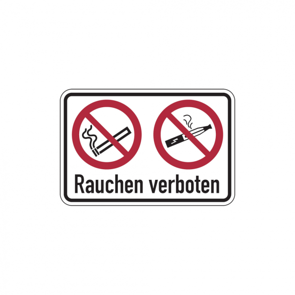 Dreifke® Verbotsschild, Kombischild, Zigarette/E-Zigarette, Rauchen verboten, praxisbewährt | Folie selbstklebend | 150x100 mm, 1 Stk