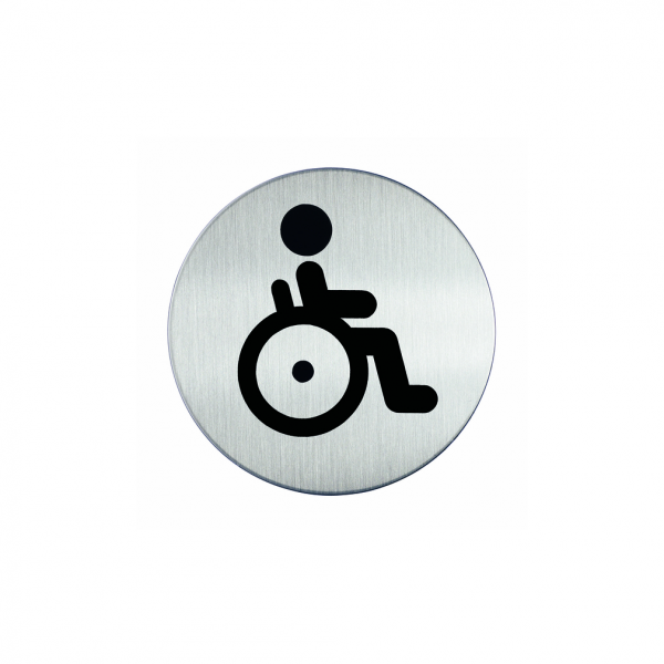 WC-Piktogramm, Rollstuhlfahrer, Edelstahl, Ø 83 mm, 1 Stk.