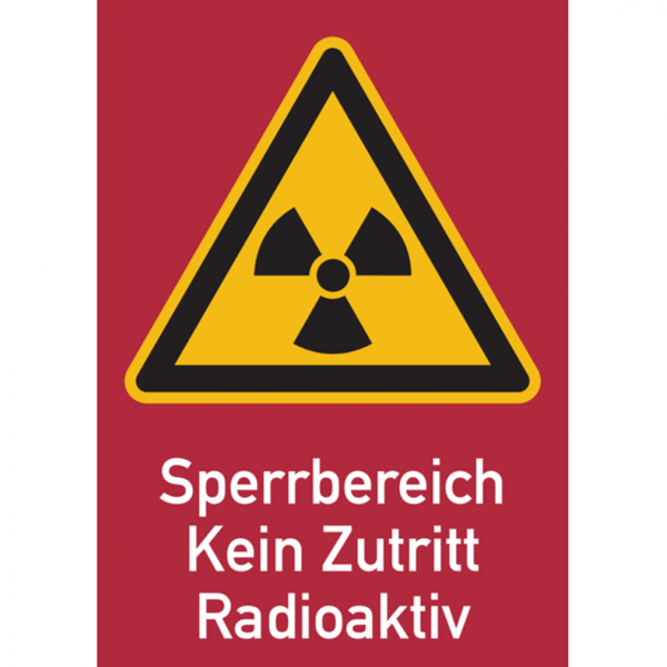 Dreifke® Warnschild Strahlenschutz Sperrbereich - Kein Zutritt - Radioaktiv (WS 160) | Folie selbstklebend | 148x210 mm, 1 Stk