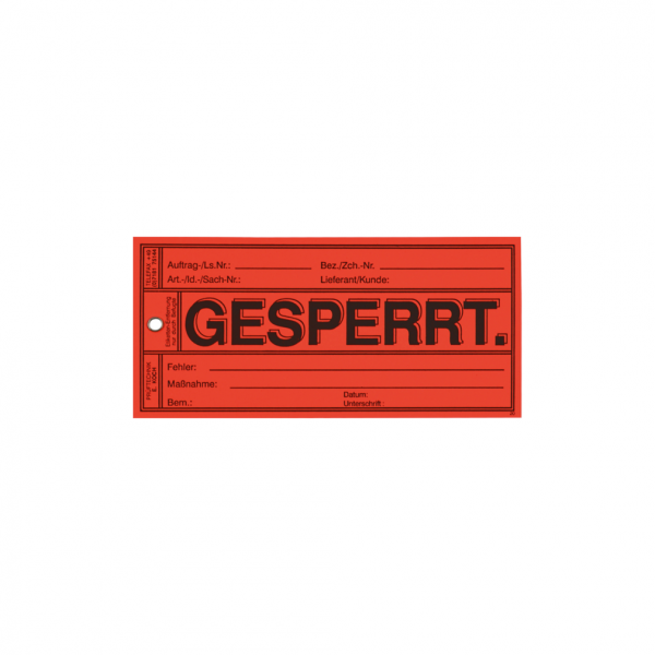 Papieranhänger: Gesperrt - Karton = 500 Stk. | 150x70 mm, 500 Stk