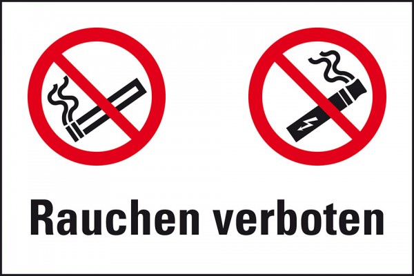 Dreifke® Aufkleber I Verbots-Kombischild E-Zigarette und Rauchen verboten, praxisbewährt, Folie, 200x300mm