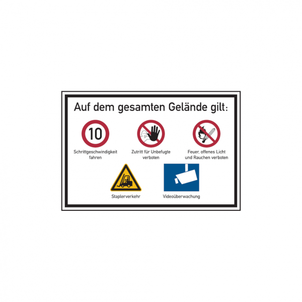 Dreifke® Hinweisschild, Betriebsgelände Schrittgeschwindigkeit, Aluverbund, 600x900 mm, Aluverbund 1 Stk.