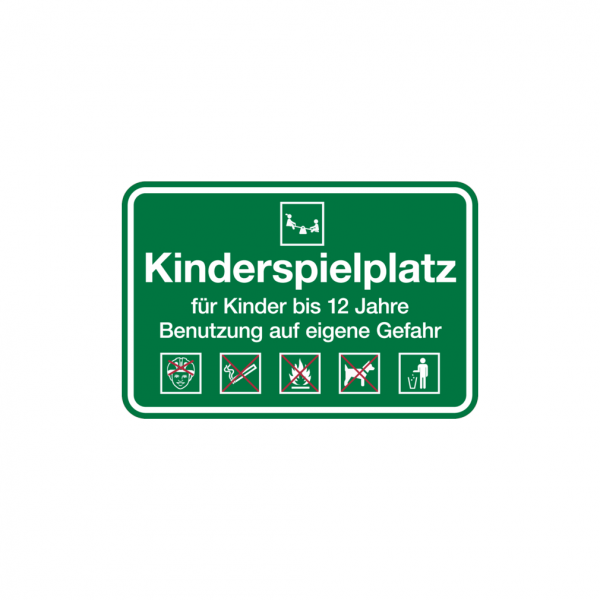 Dreifke® Hinweisschild, Spielplatzschild, Kinderspielplatz bis 12 Jahre, 400x600 mm, Aluverbund 1 Stk.