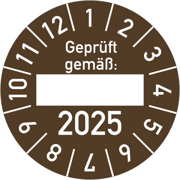 Dreifke® Prüfplakette Geprüft gemäß: 2025, Folie, Ø 30 mm, 10 Stück/Bogen