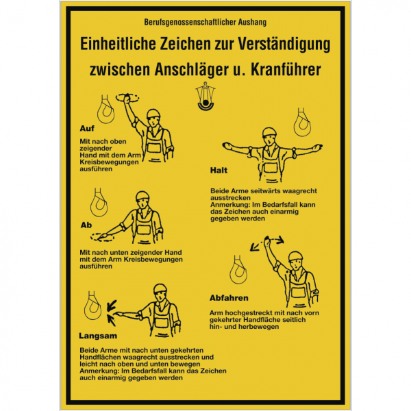 Dreifke® Schild Einheitliche Zeichen zur Verständigung zw. Anschläger..., Kunststoff, 297x420 mm