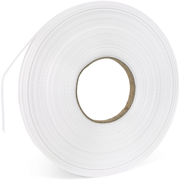 Dreifke® Spannband weiß für Rohrleitungsschild,Polypropylen,12mm x 50lfm im Abrollkarton