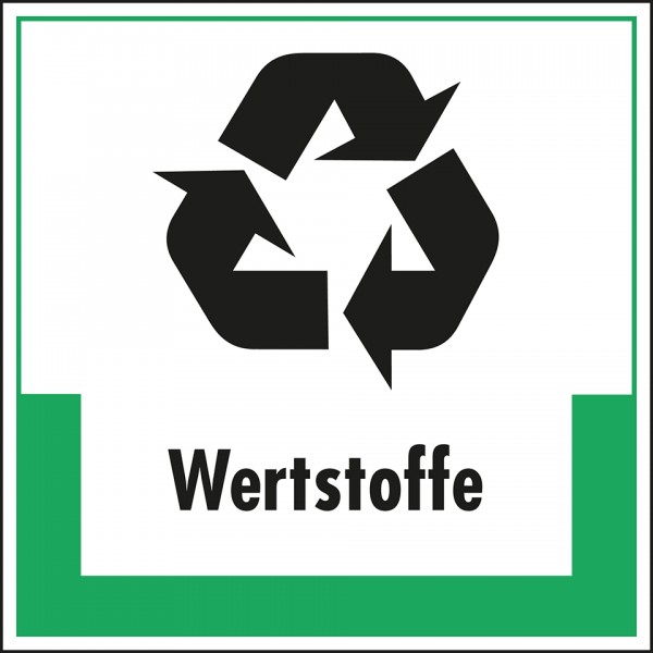 Dreifke® Schild I Abfallkennzeichen Wertstoffe, mit Symbol und Text, Kunststoff, 200x200mm