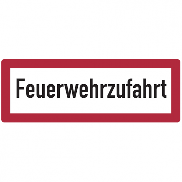 Dreifke® Feuerwehrschild, Feuerwehrzufahrt - DIN 4066 | Alu 2 mm | 594x210 mm, 1 Stk