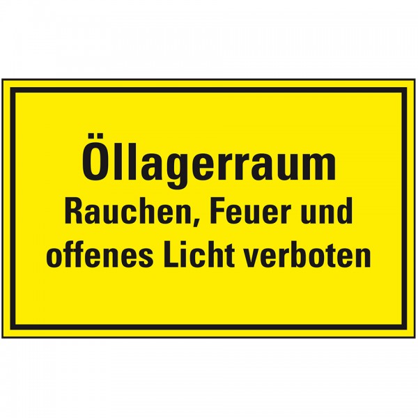 Dreifke® Schild I Hinweisschild Öllagerraum, Rauchen, Feuer und offenes..., Kunststoff, 300x200mm