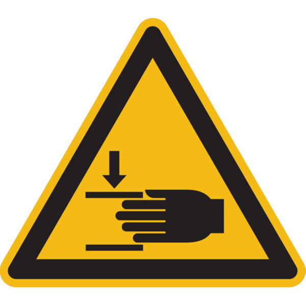 Dreifke® Warnschild, Warnung vor Handverletzungen W024 | Folie selbstklebend | 200x0 mm | ASR A1.3 (DIN EN ISO 7010), 1 Stk