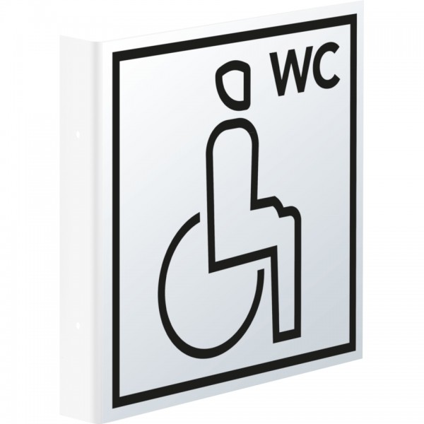 Dreifke® Schild I Tür-Fahnenschild Piktogramm Behinderten-WC, Kunststoff, 150x150mm