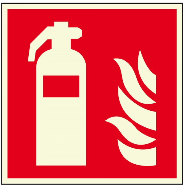 Schild I PERMALIGHT power langnachleuchtend Brandschutzschild Feuerlöscher, Aluminium, 200x200mm, ASR A1.3, DIN EN ISO 7010 F001