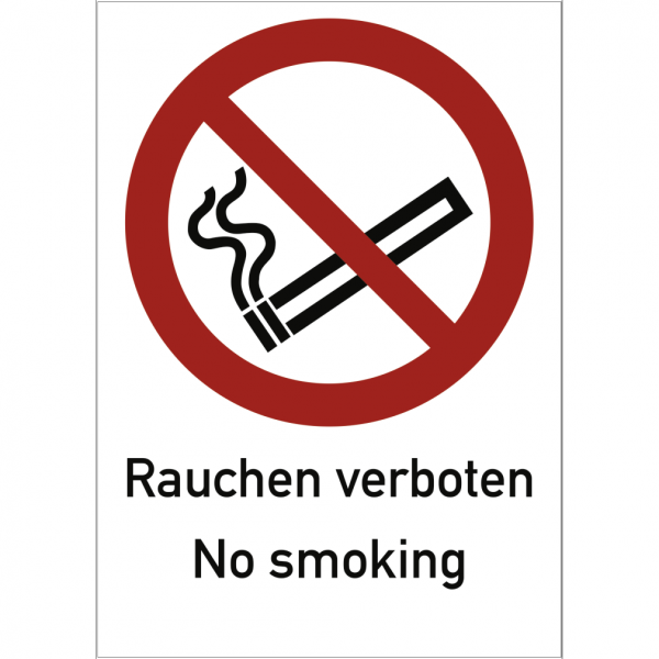 Dreifke® Rauchen verboten No smoking ISO 7010, Kombischild, Alu, 210x297 mm