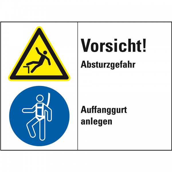 Schild Warnung vor Absturzgefahr 20cm sl PVC gemäß ISO 7010 W008 