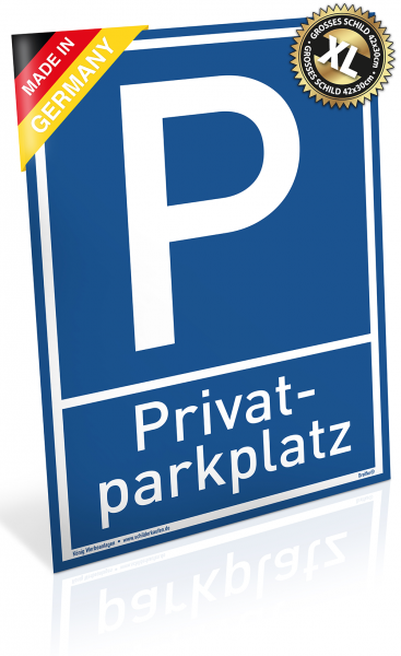 Dreifke® Großes Schild Privat Parkplatz blau | stabiles Alu Schild mit UV-Schutz 30 x 42 cm