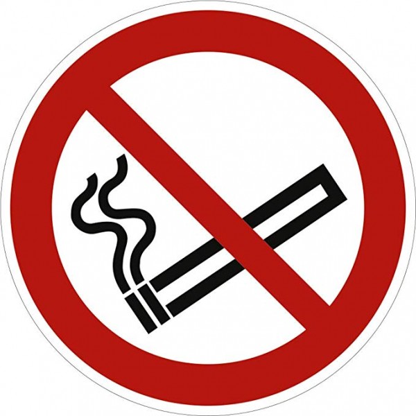 Dreifke® Aufkleber (Folie) &quot;Rauchen verboten&quot;, Ø10cm, Folie selbstklebend, 1 Stück, Gebotszeichen (P002) gem. ISO 7010