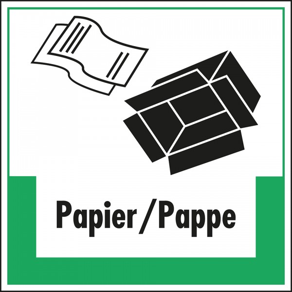 Dreifke® Schild I Abfallkennzeichen Papier/Pappe, mit Symbol und Text, Kunststoff, 200x200mm