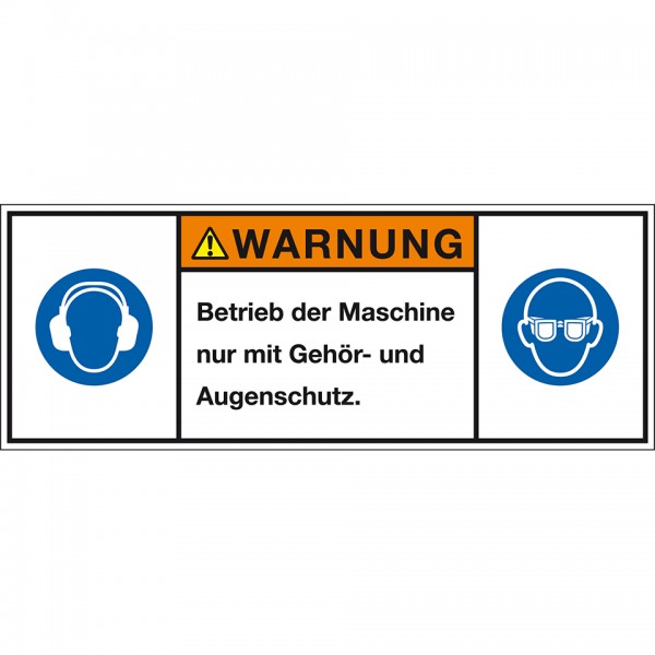 Dreifke® Aufkleber I Produktsicherheitsschild Warnung Betrieb der Maschine, RoHS konform, Folie, 200x75mm, ISO 3864-2