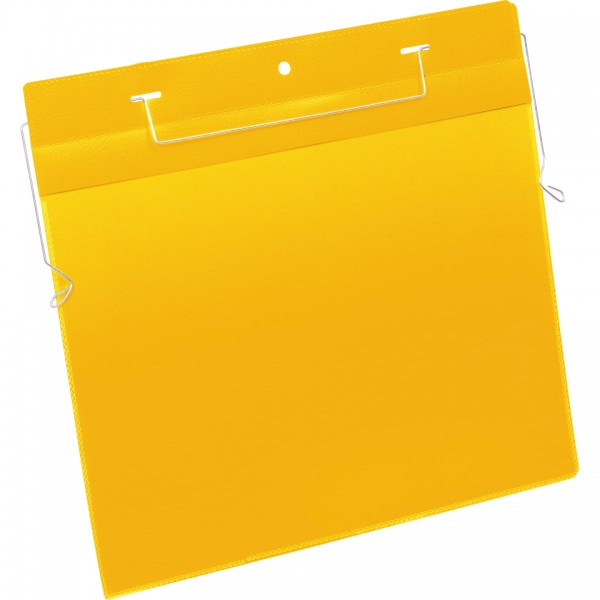 DURABLE Dokumententasche, mit Drahtbügel, gelb/tranparent, A4, Querformat, 50/VE