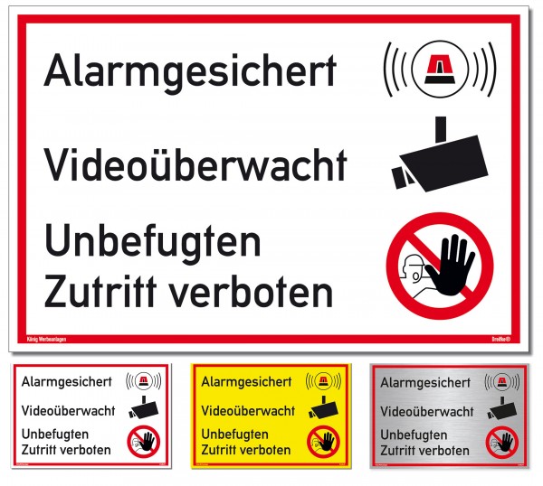 Dreifke® Schild Alarmgesichert Videoüberwacht | Alu Schild mit UV-Schutz