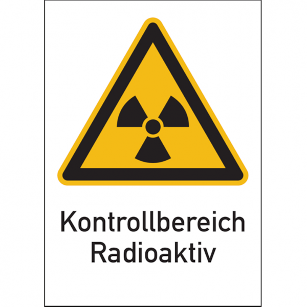 Dreifke® Warnschild Strahlenschutz Kontrollbereich Radioaktiv (WS 110) | Alu geprägt | 210x297 mm, 1 Stk