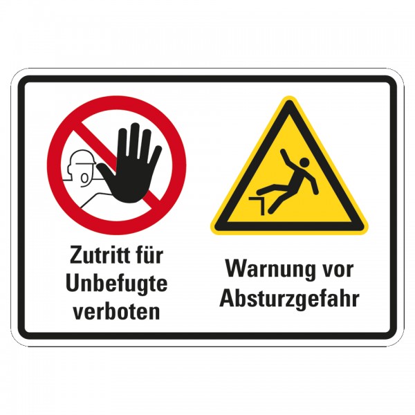 Dreifke® Schild I Hinweisschild Zutritt verboten, Absturzgefahr, Kunststoff, 420x297mm