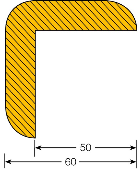 Warn- und Schutzprofil, Eckenschutz/Kantenschutz, Typ H | 1000x60 mm, 1 Stk