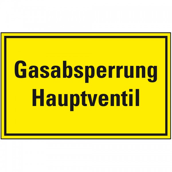 Dreifke® Schild I Hinweisschild Gasabsperrung Hauptventil, Kunststoff, 300x200mm