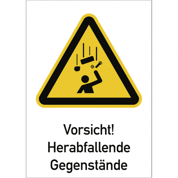 Dreifke® Vorsicht! Herabfallende Gegenstände, Kombischild, Alu, 262x371 mm